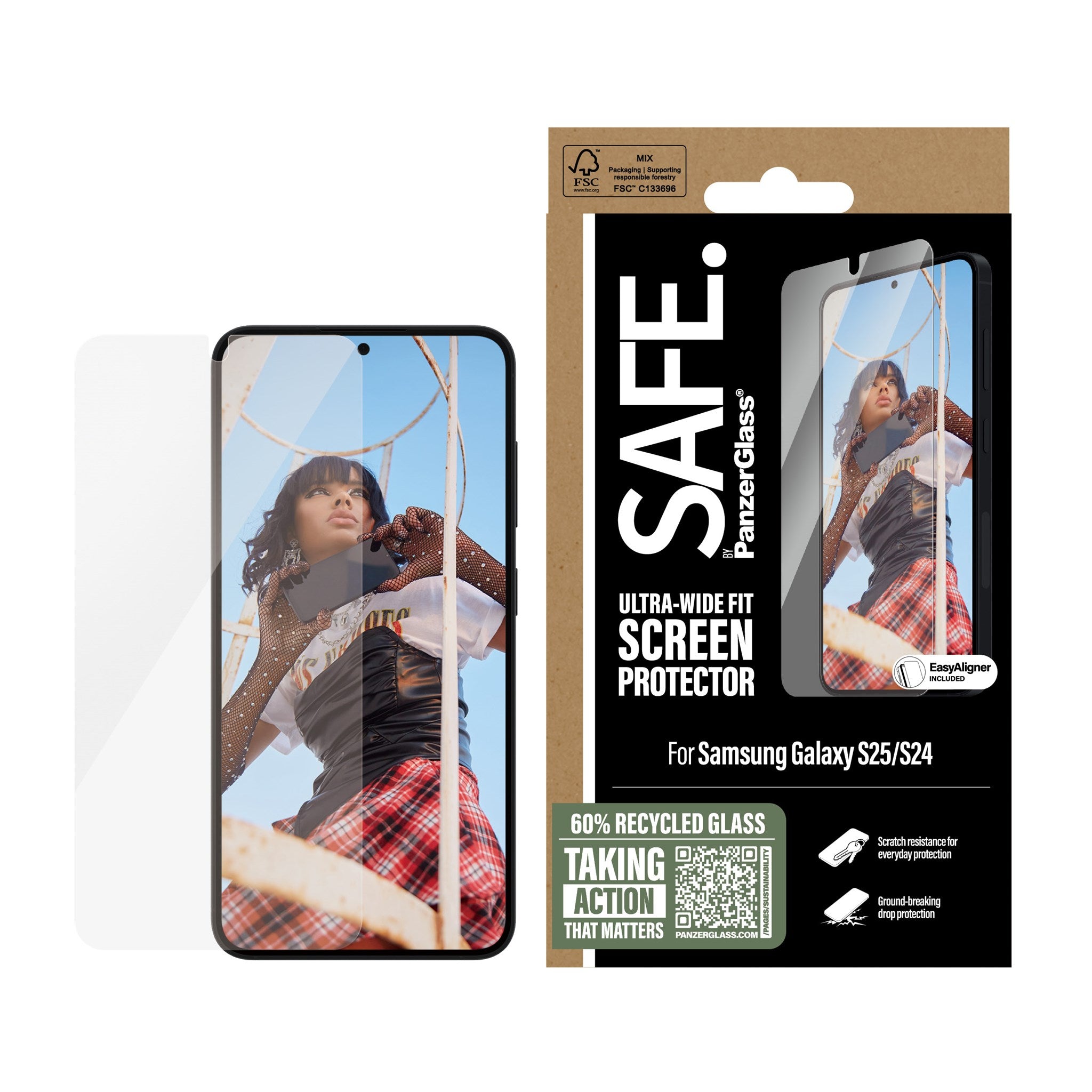 SAFE. by PanzerGlass® Displayschutz Samsung Galaxy S25 | S24 | Ultra-Wide Fit m. Aligner