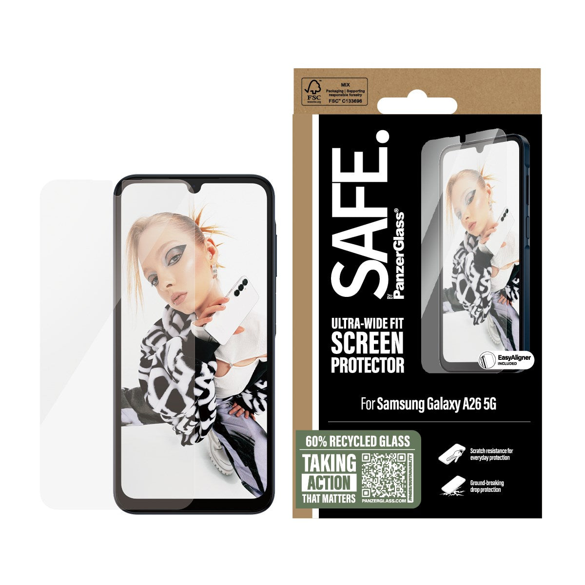 SAFE. by PanzerGlass® Displayschutz Samsung Galaxy A26 5G | Ultra-Wide Fit w. Aligner
