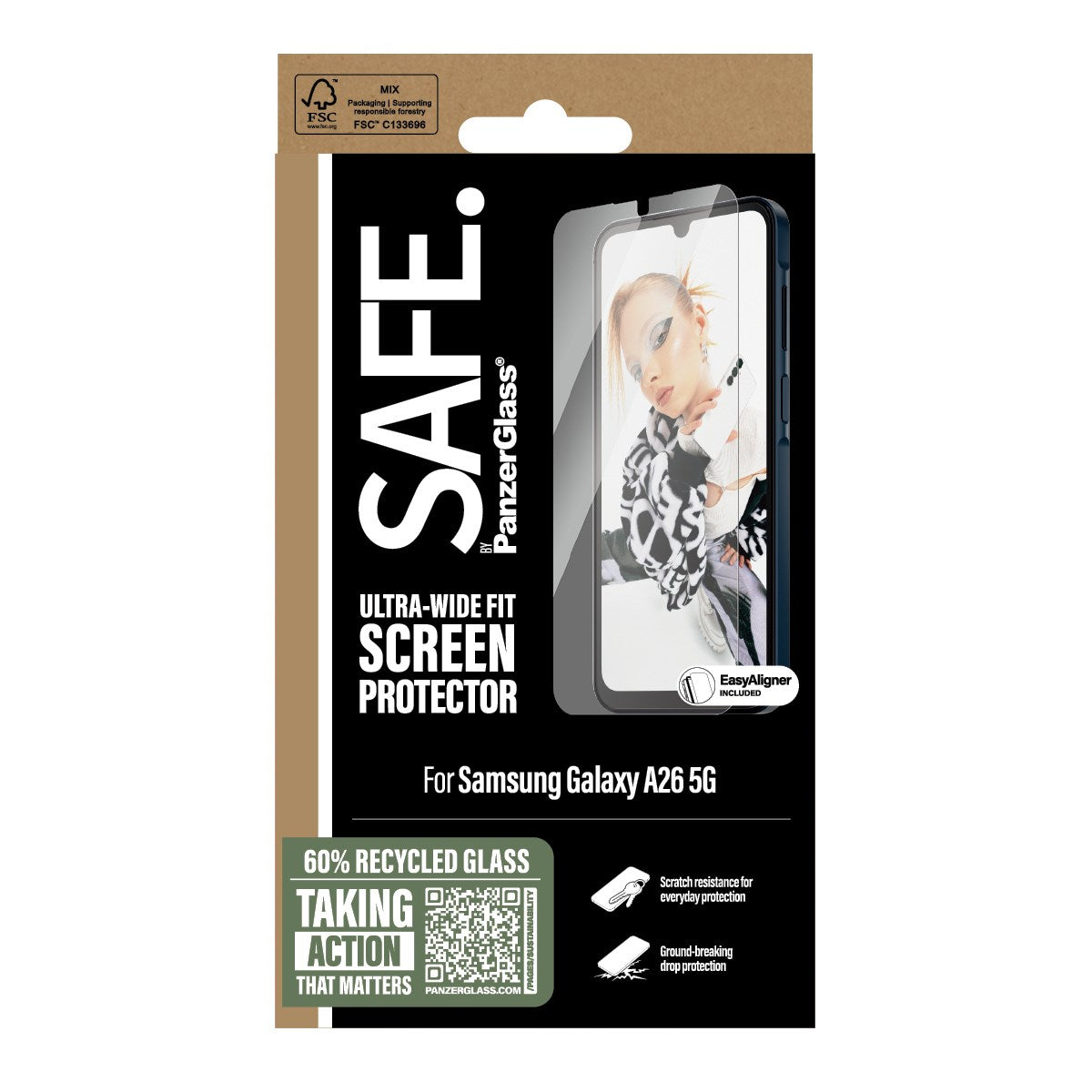 SAFE. by PanzerGlass® Displayschutz Samsung Galaxy A26 5G | Ultra-Wide Fit w. Aligner