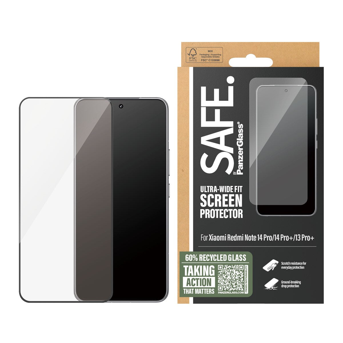 SAFE. by PanzerGlass® Displayschutz Xiaomi Redmi Note 14 Pro | 14 Pro+ | 13 Pro+ | Ultra-Wide Fit