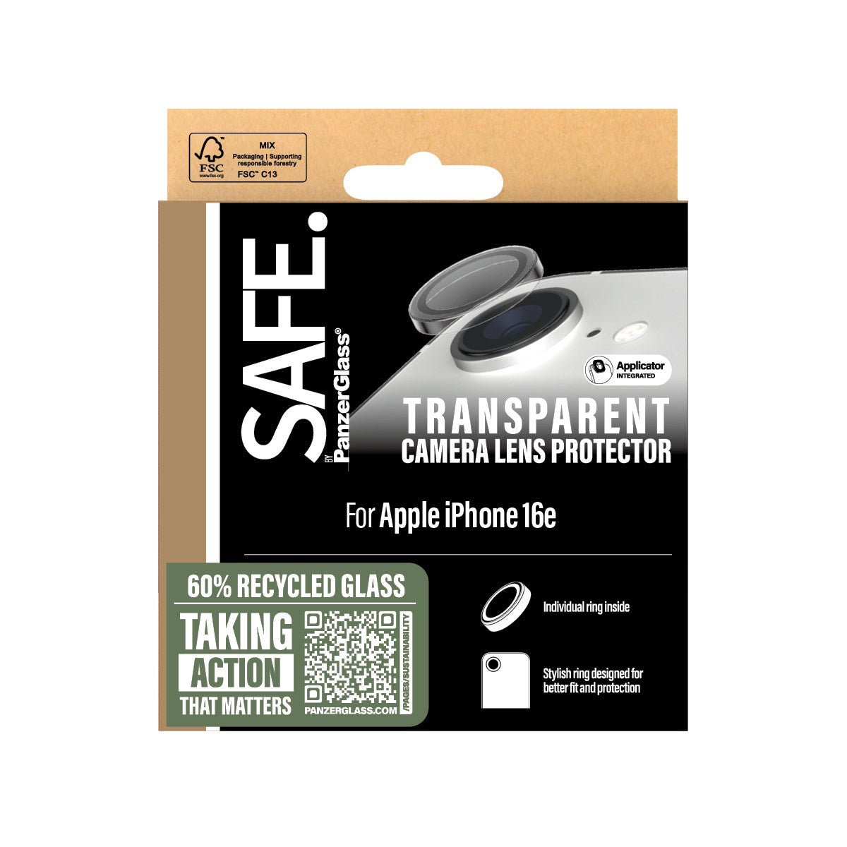 SAFE. by PanzerGlass® Kameraschutz Transparent iPhone 16e