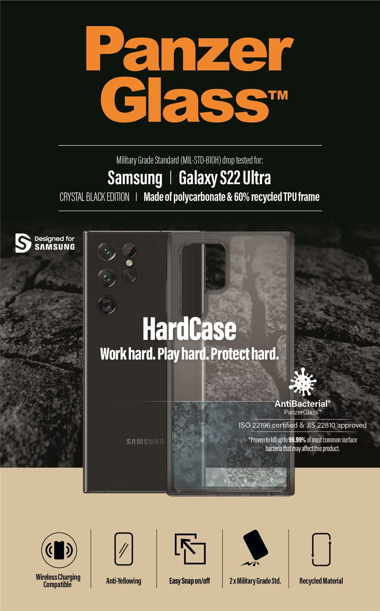 PanzerGlass™ HardCase Samsung Galaxy S22 Ultra - Smokey Schwartz