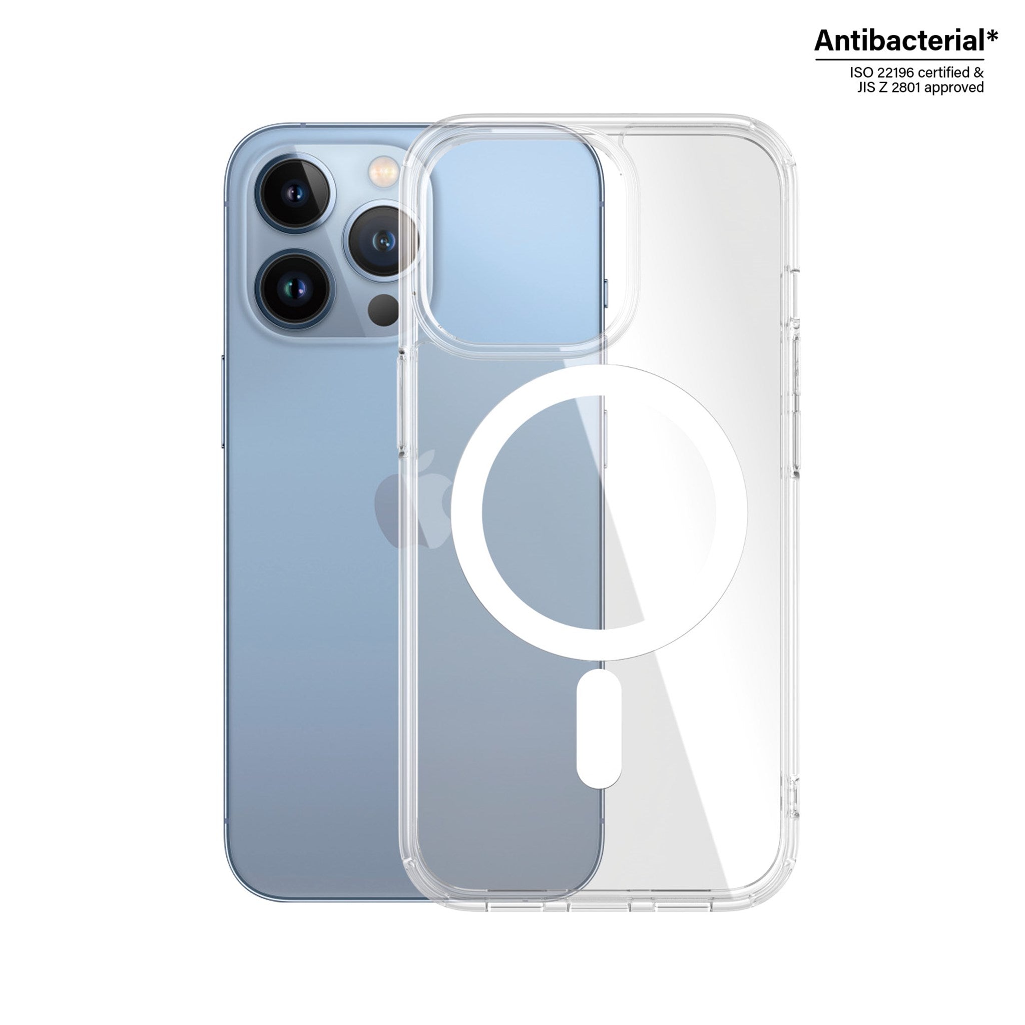 PanzerGlass® HardCase Transparent m. Weiss MagSafe iPhone 13 Pro