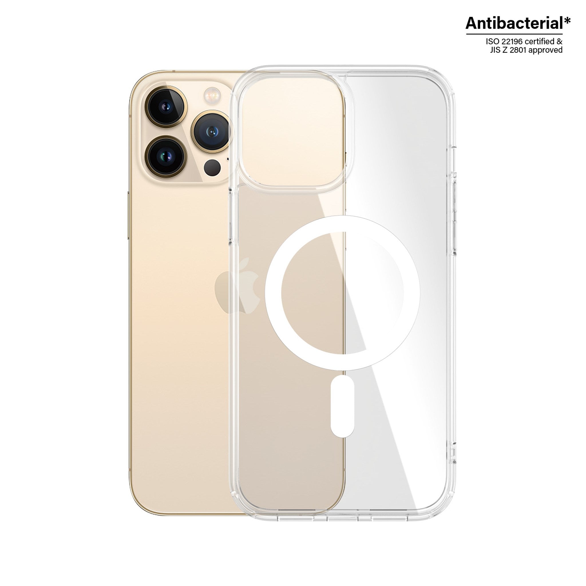 PanzerGlass® HardCase Transparent m. Weiss MagSafe iPhone 13 Pro Max