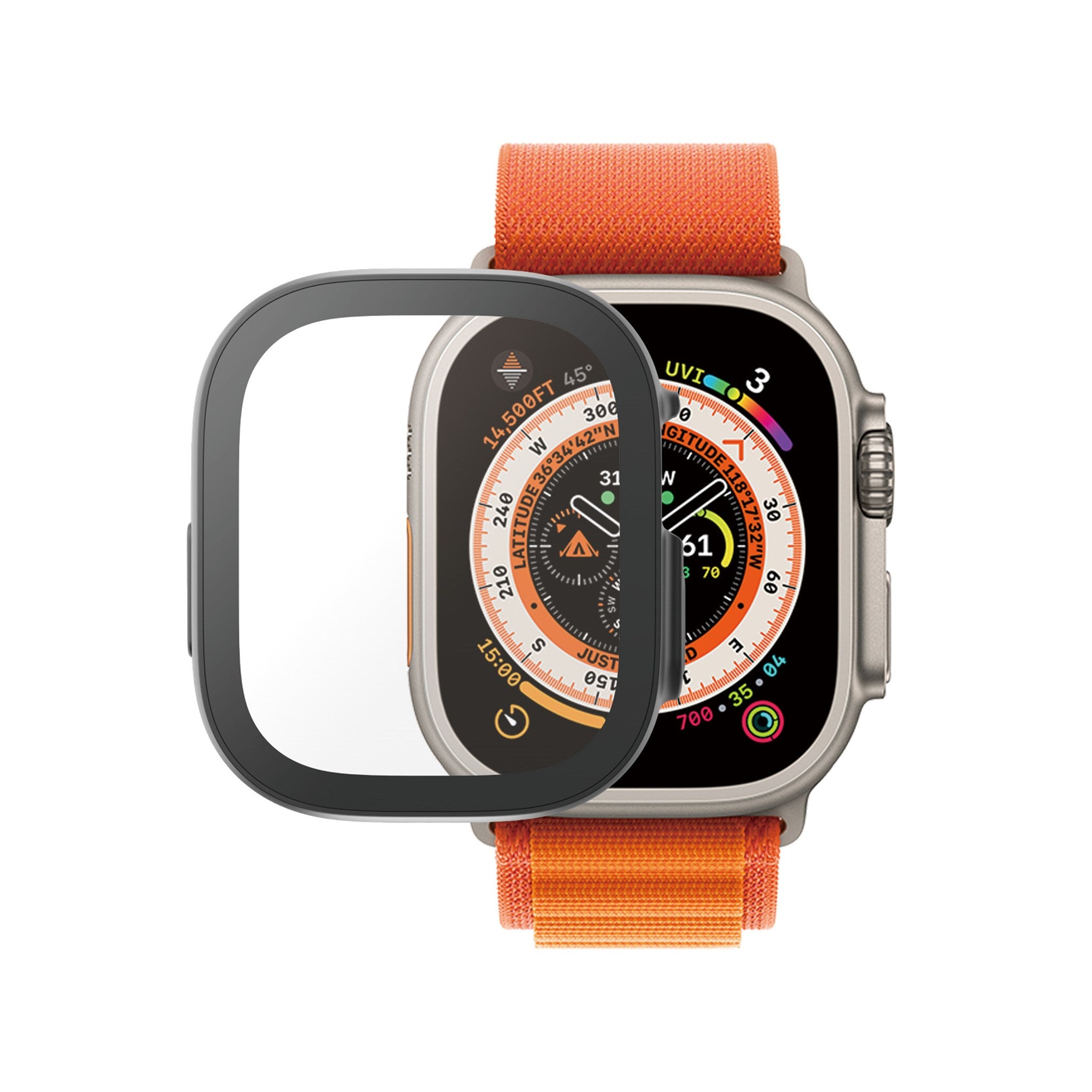 PanzerGlass® Displayschutz Full Body mit D3O® Apple Watch Ultra | 49mm | Schwartz
